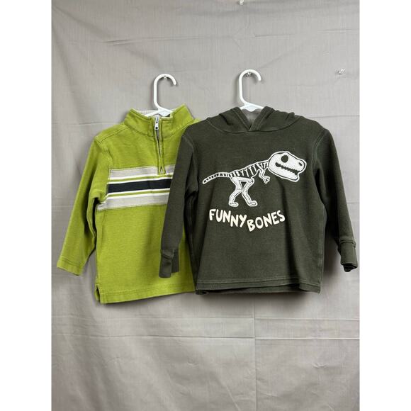 Gymboree Toddler Boy Green Long Sleeve Shirt Bundle Dinosaur Stripes, Size 3T - Picture 1 of 6